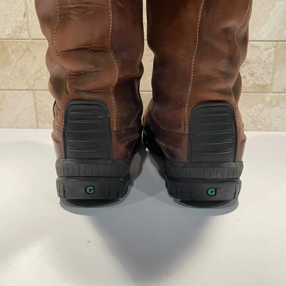 Timberland Brown Leather Faux Shearling Tall Winter Boots Womens 7M